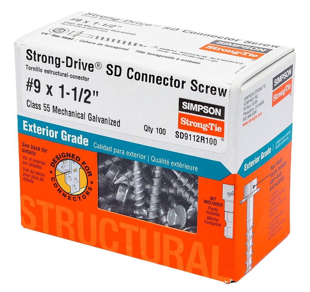 Simpson Strong-Tie #9 x 1-1/2-in Mechanically Galvanized Strong-Drive SD Exterior Wood Screws (100-Per Box) | SD9112R100