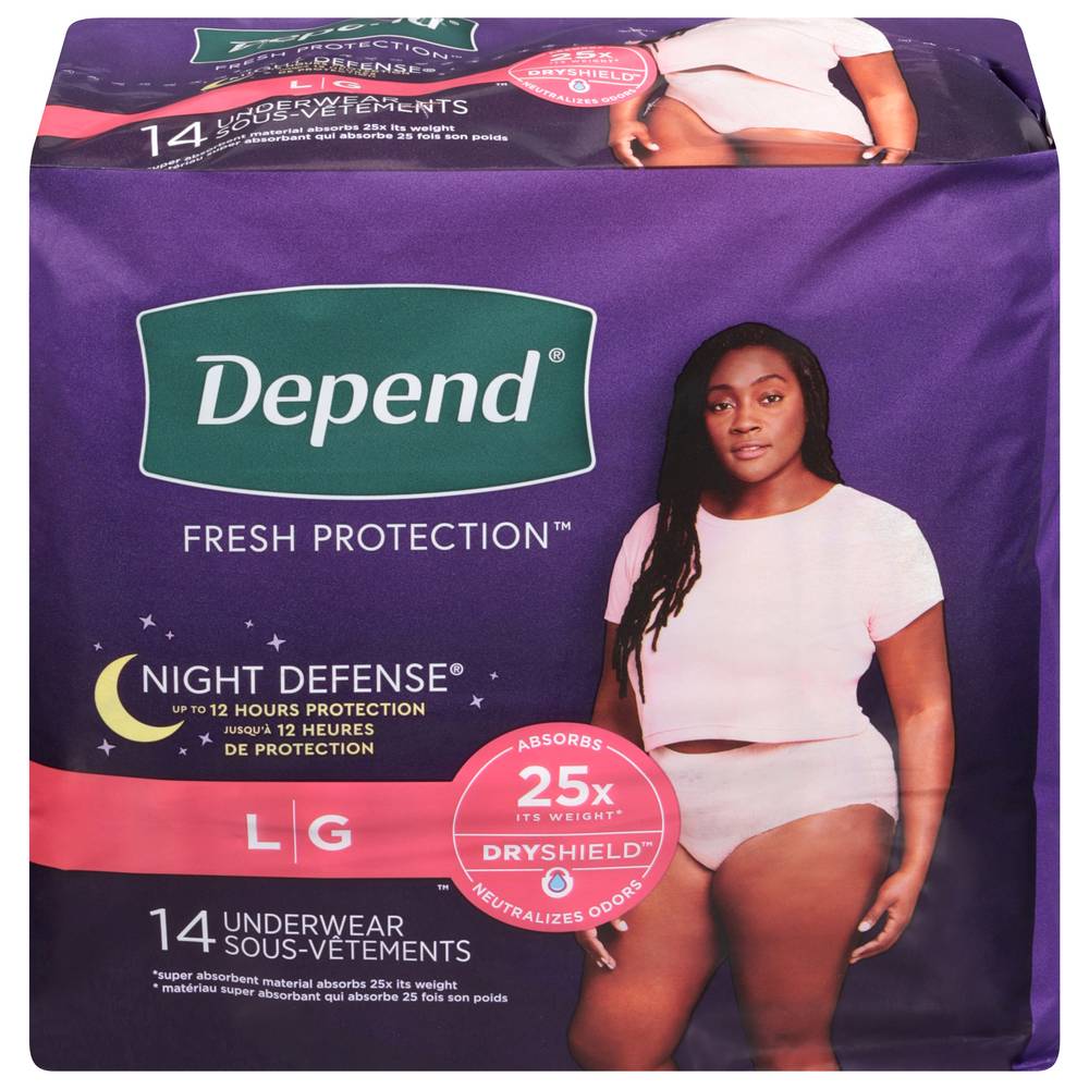 Depend Night Defense For Women Underwear, Large (1.99 lbs)