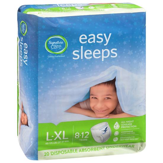 Signature Care Easy Sleeps Boy Disposable Pants, L/Xl 8-12 Years (20 ct)