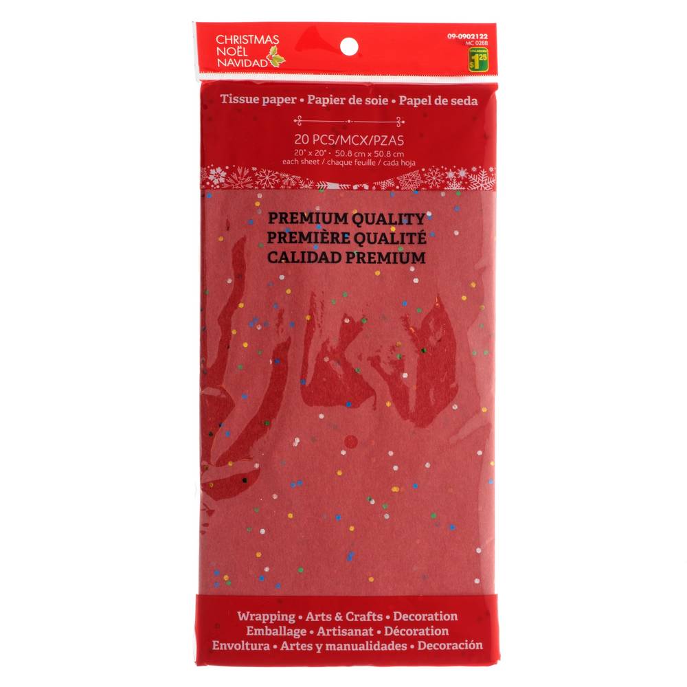 Tissue Wrapping Paper w/Glitter Red 20sh