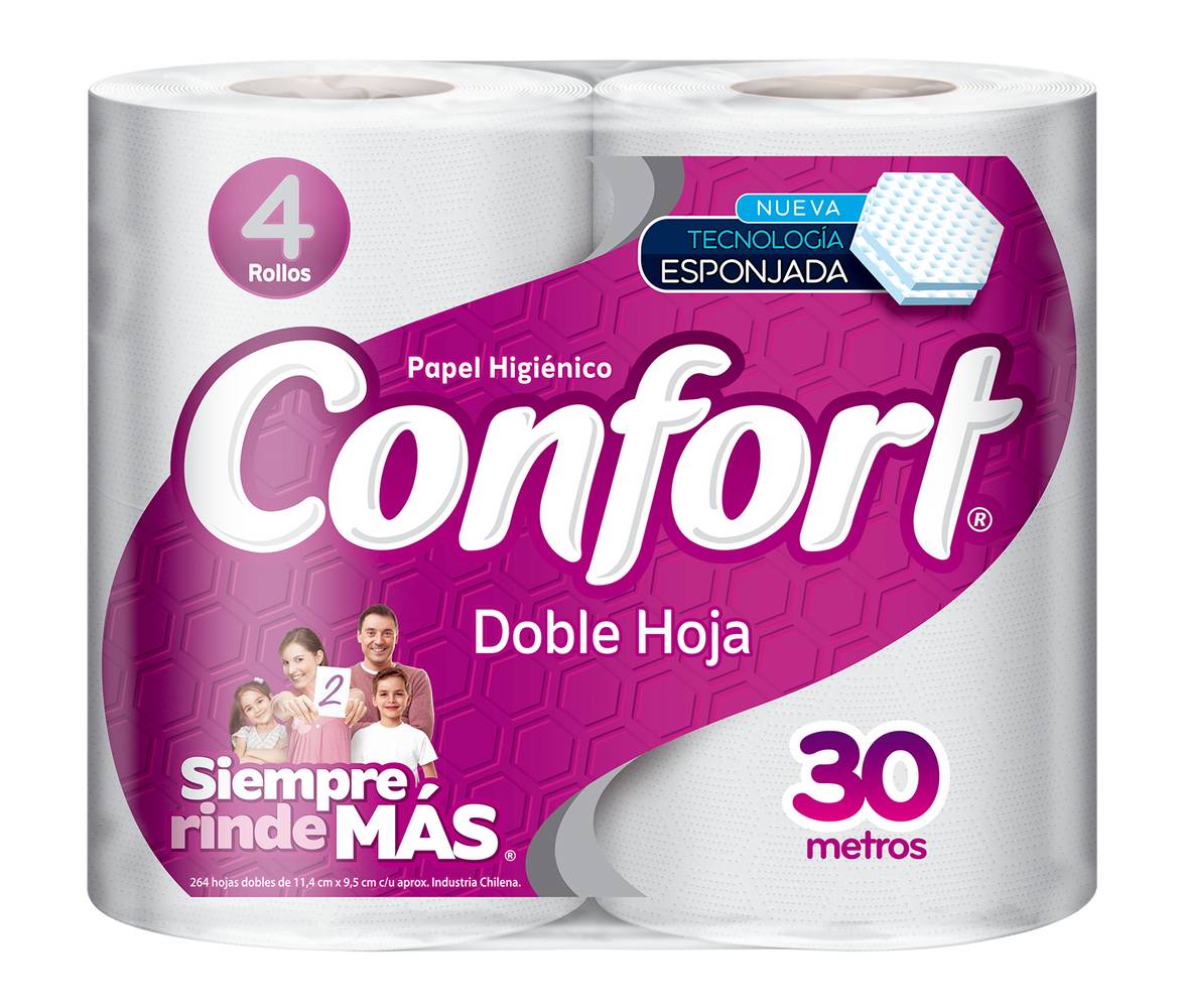 Confort papel higiénico normal doble hoja (4 u x 30 m c/u)