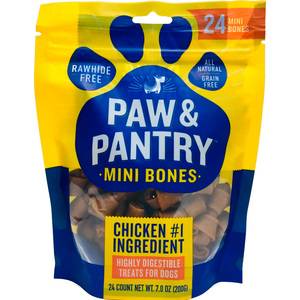 Paw & pantry mini huesos de pollo masticables (200 g)