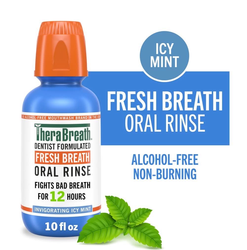 TheraBreath Fresh Breath Oral Rinse Mouthwash, Mint (10 fl oz)