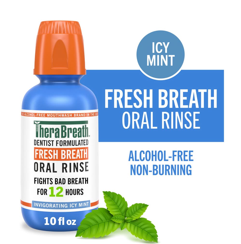 TheraBreath Fresh Breath Oral Rinse Mouthwash, Mint (10 fl oz)