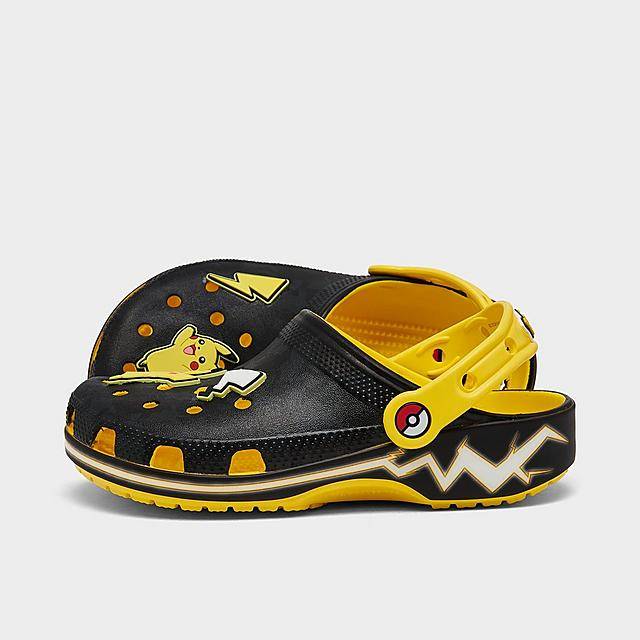 Crocs Little Kids X Pokemon Pikachu Classic Clog Shoes, Size 3.0, Black-Lemon