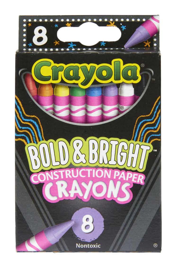 Crayola Bold & Bright Construction Paper Crayons 3+ Years, Assorted (8 ct)