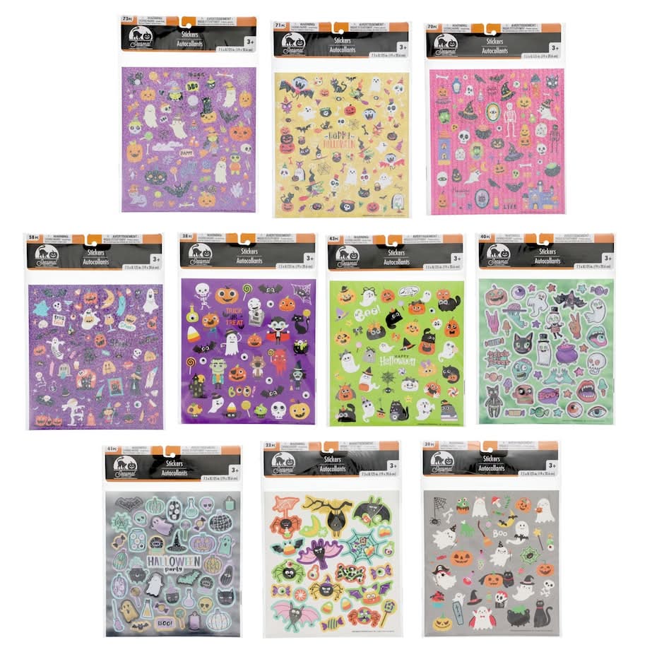 Seasonal Collection Assorted Halloween Stickers 3+ Years, 7.5x8.125 in (10 pack)