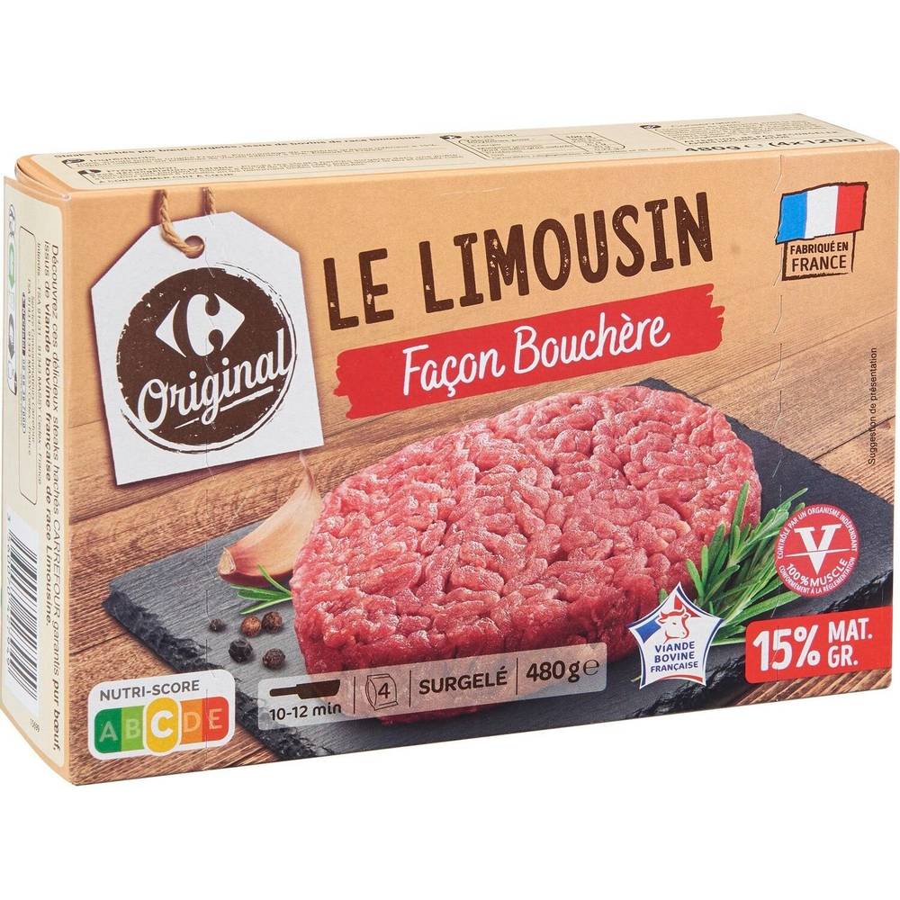 Carrefour Original - Steaks hachés façon bouchère 15% mg (480g)