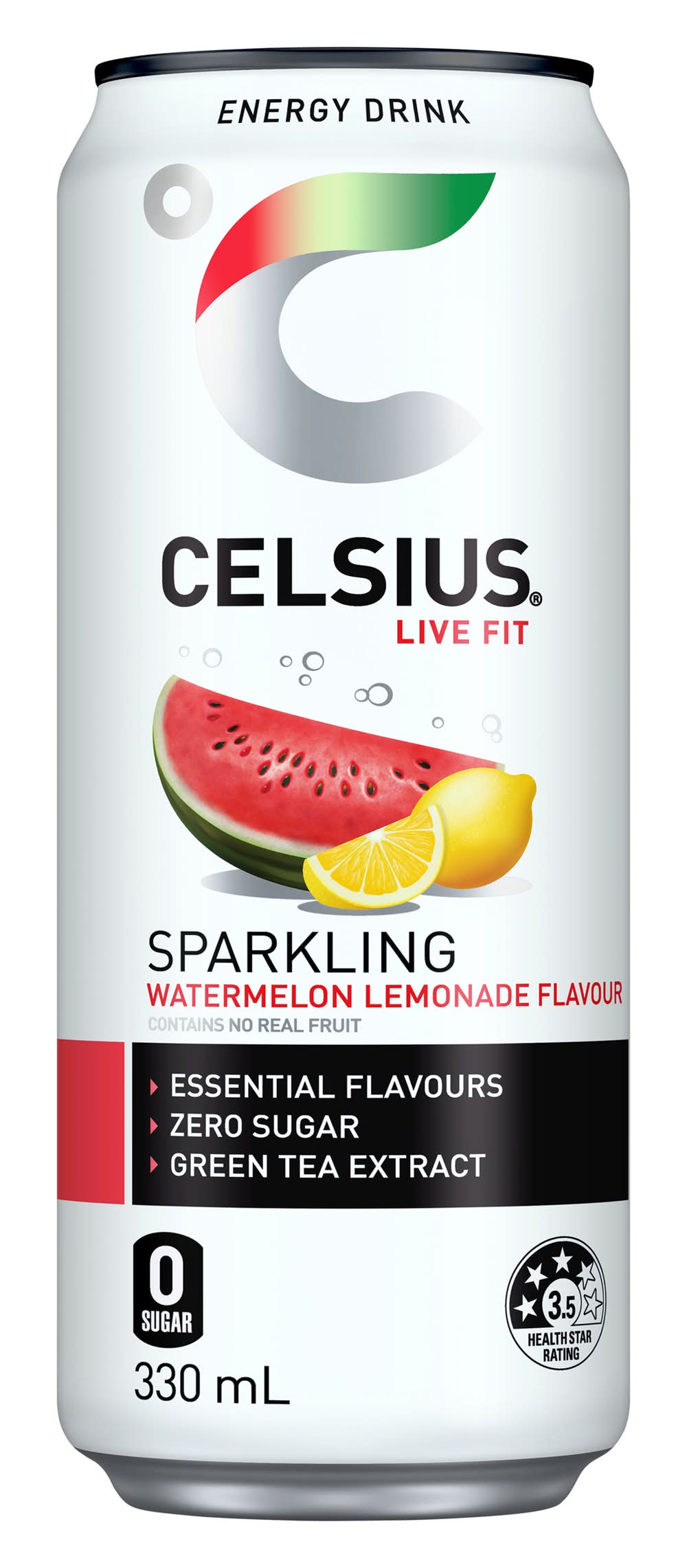 Celsius Live Fit Sparkling Energy Drink, Watermelon Lemonade (330mL)