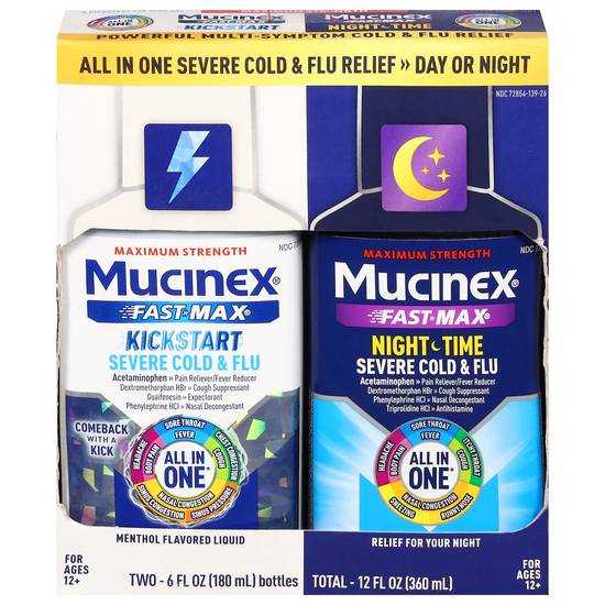 Mucinex Fast-Max Night Time Severe Cold & Flu 12+ (2 ct)