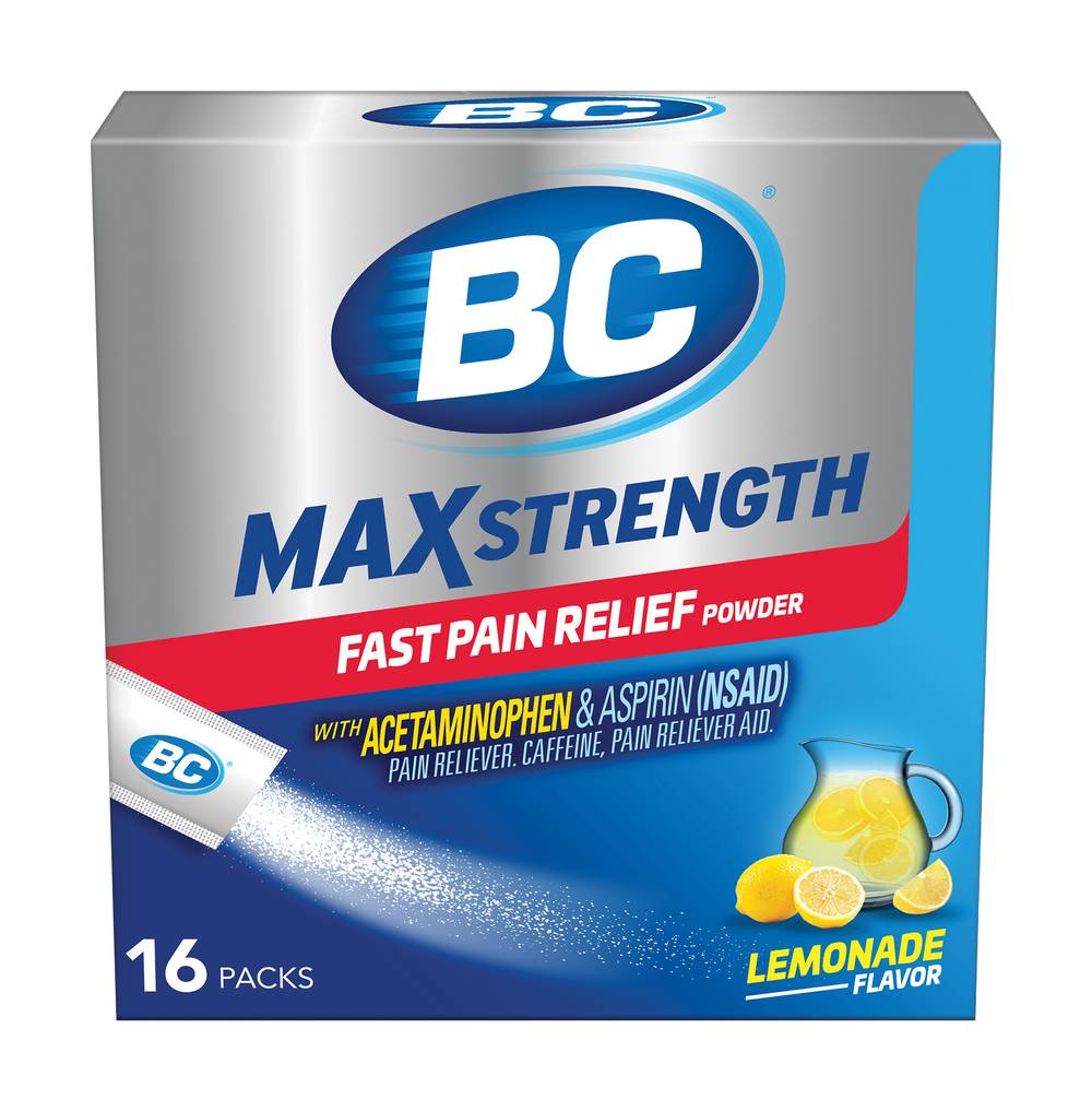 BC Max Strength Fast Pain Relief Powder Sticks Lemonade