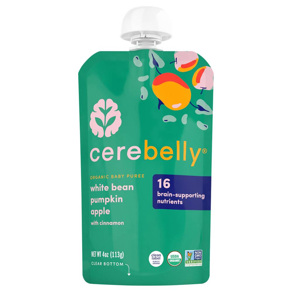 Cerebelly Organic Baby Food Pouch, White Bean-Pumpkin-Apple (4 oz)