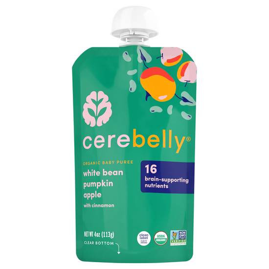Cerebelly Organic Baby Food Pouch (white bean-pumpkin-apple)