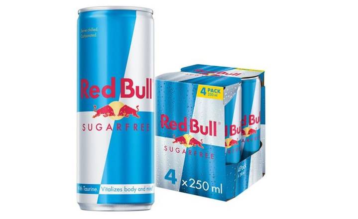 Red Bull Energy Drink Sugar Free 4 x 250ml Cans (356322)