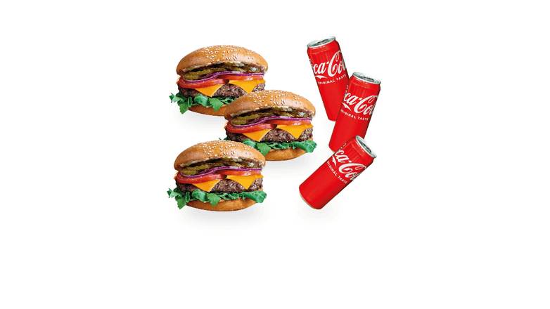 3x Ser Burger i 3x Coca-Cola