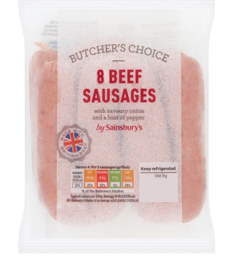 Sainsbury's Butcher's Choice British Beef Sausage (8 pack)