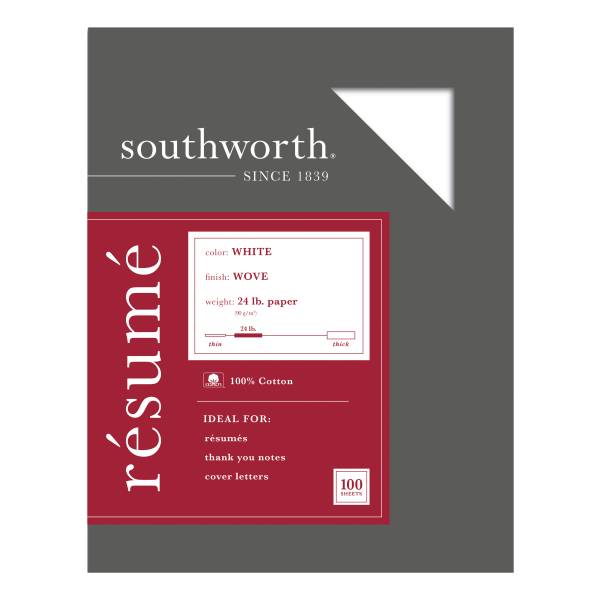 Southworth White 8 1/2" X 11 Cotton Résumé Paper
