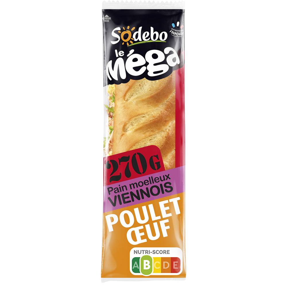 Sodebo - Le méga sandwich viennois poulet rôti (270g)