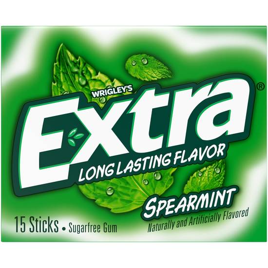 Extra Spearmint Sugar Free Chewing Gum, Single Pack, 15 ct