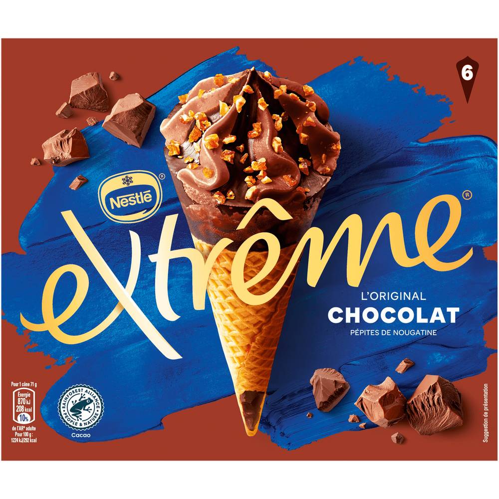 Nestlé Extrême Glace Cône Au Chocolat Et Pépites De Nougatine (426 g)