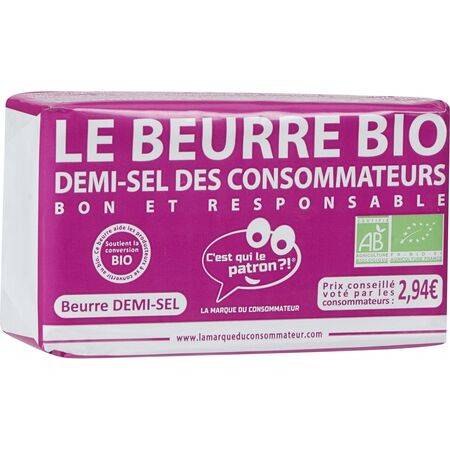 Beurre Demi-sel Bio C'EST QUI LE PATRON ?! - la plaquette de 250g