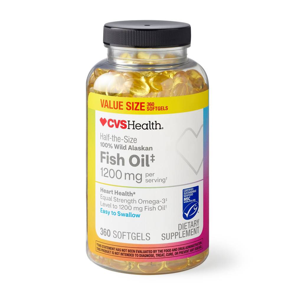CVS Health 100% Wild Alaskan Fish Oil Softgels, 360 CT