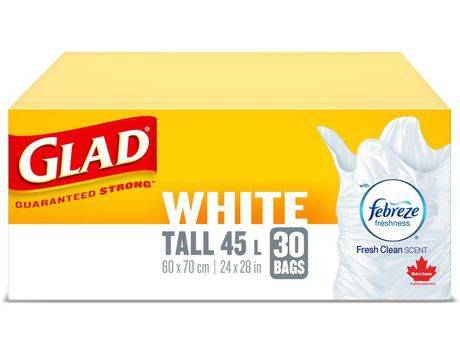 Glad White Garbage Bags Tall 45 L