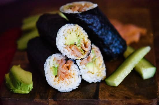 Rolled up sushi burrito