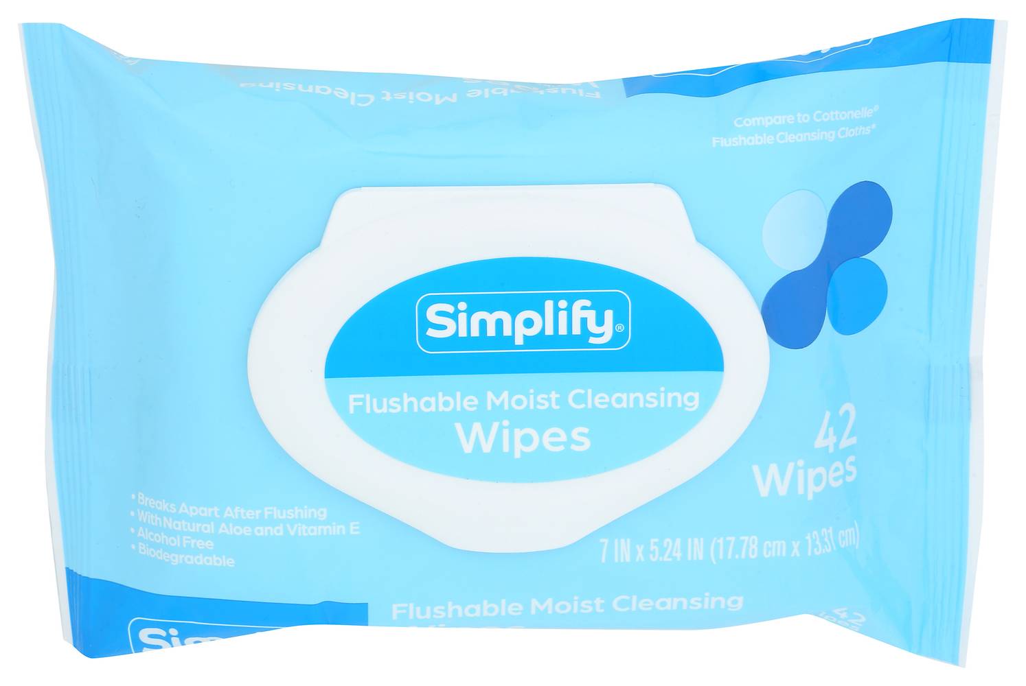 Simplify Flushable Moist Wipes Flip Top (7 in x 5.24 in )