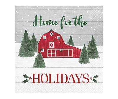 "Home for the Holidays" Barn & Tree Paper Lunch Napkins, 30-Count