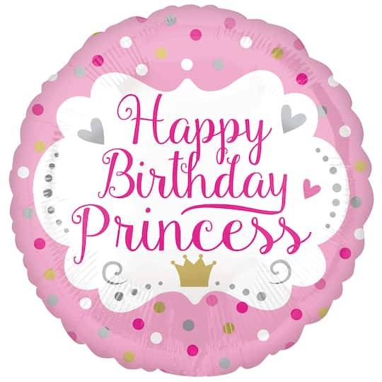 17" Happy Birthday Princess Mylar Balloon