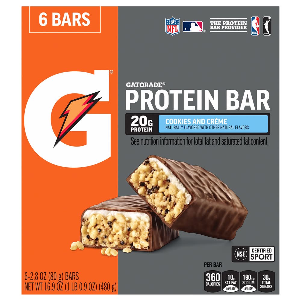 Gatorade Protein Bar, Cookies And Crème (6 x 2.8 oz)