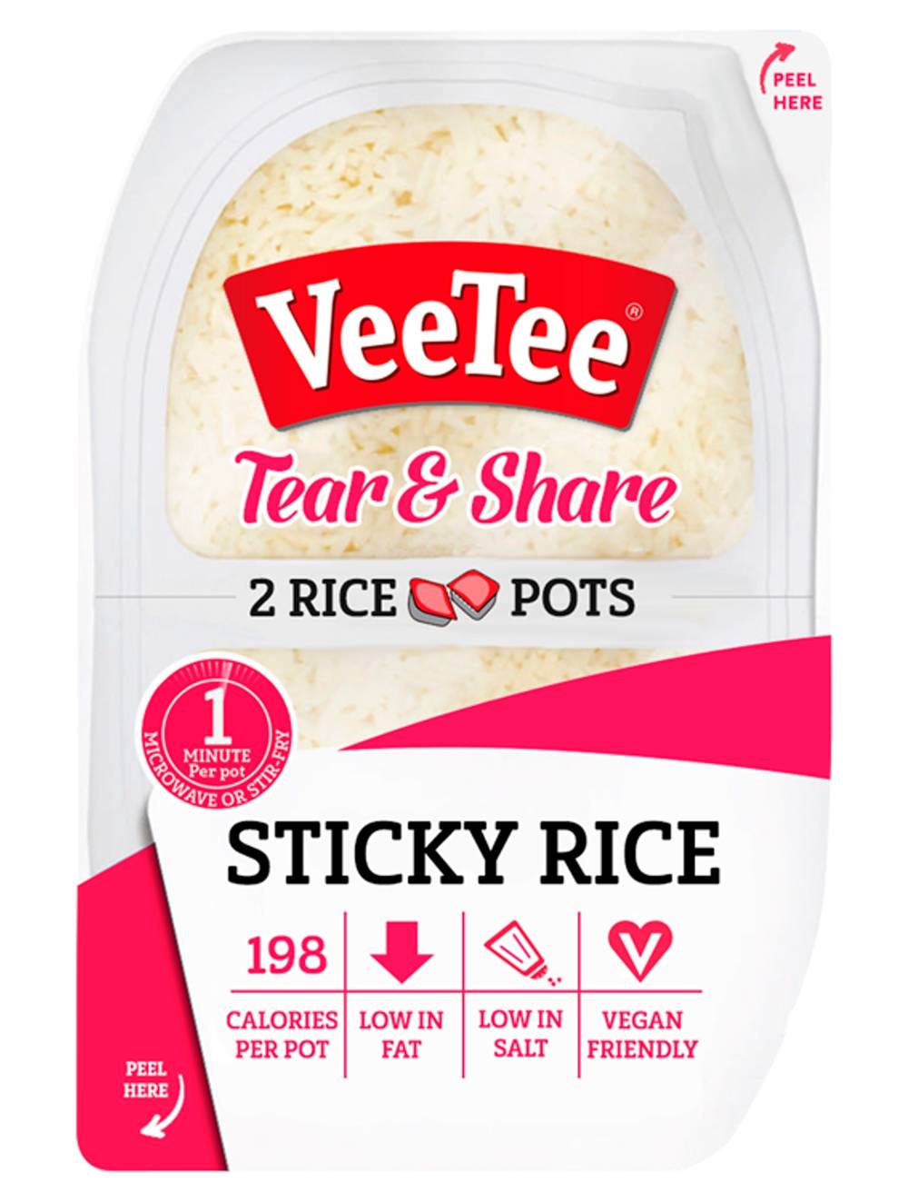 Veetee Tear & Share Sticky Rice Pots (2 pack)