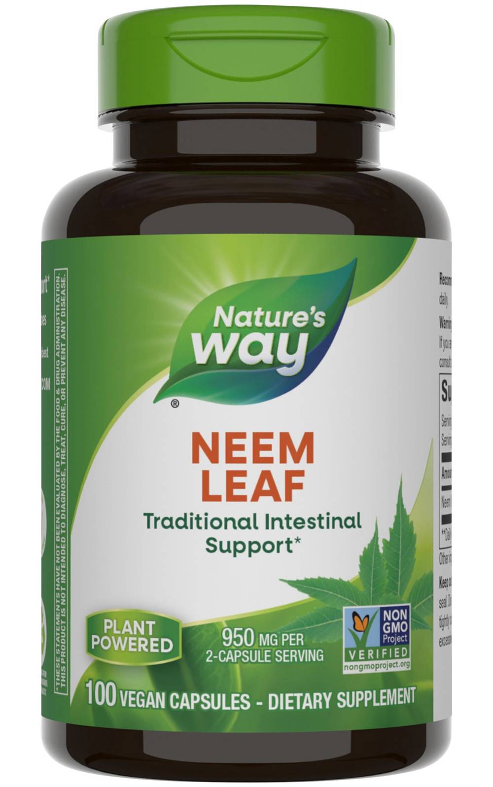 Neem Leaves - Traditional Ayurvedic Intestinal Remedy - 950 Mg Per Serving (100 Capsules)