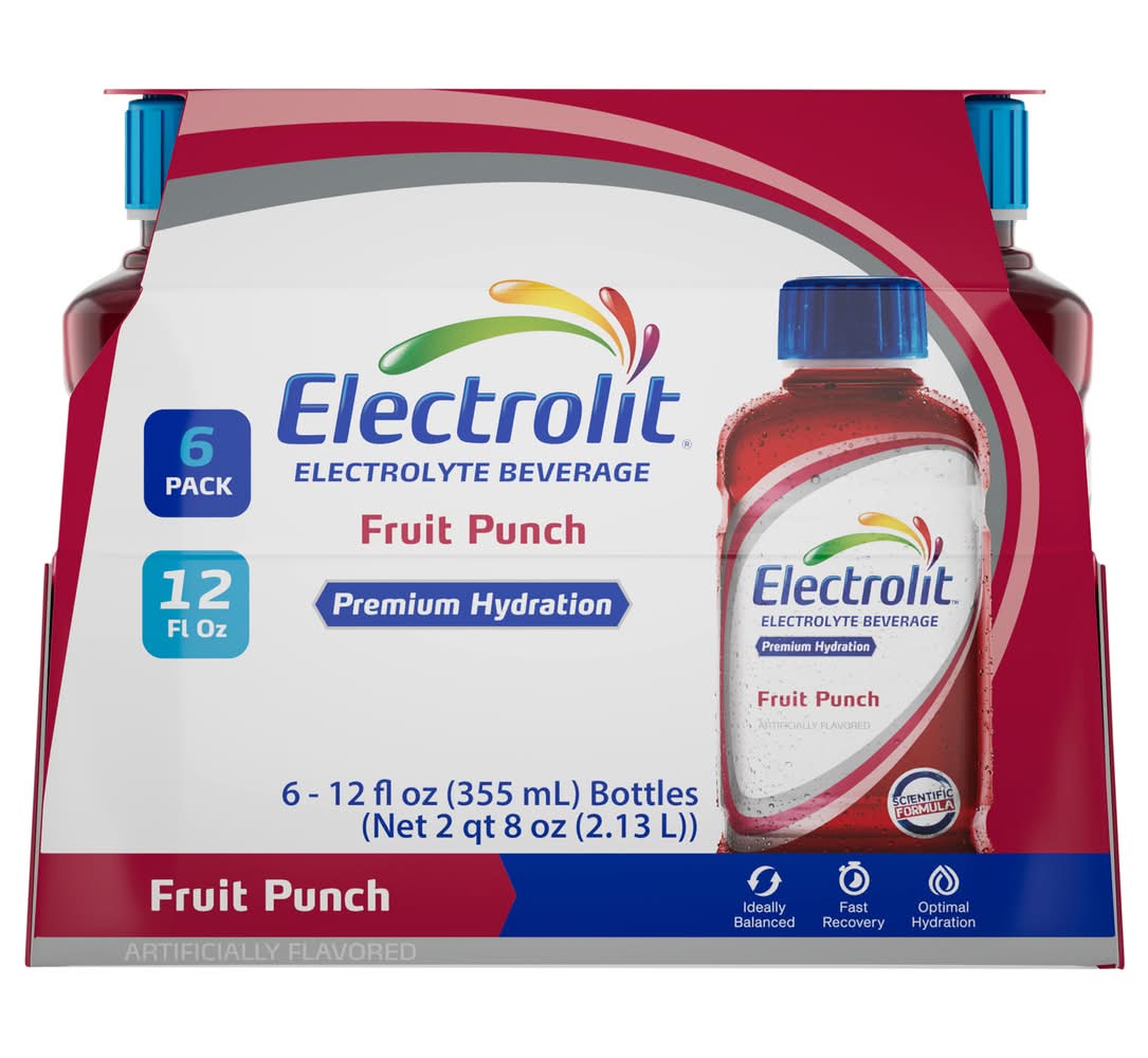 Electrolit Premium Hydration Fruit Punch Electrolyte Beverage (6 x 12 fl oz)
