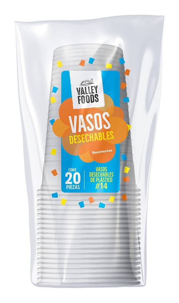 Valley Foods · Vasos desechables de plástico (20 un), #14 (20 un)