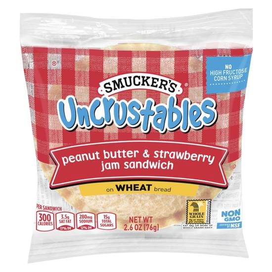 Order Smucker's Frozen Uncrustables PB & Strawberry on Wheat 1ct 2.6oz food online from Everyday Needs by Gopuff store, Norfolk on bringmethat.com