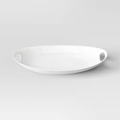 Threshold Porcelain Oval Serving Platter, 13x18 in, White