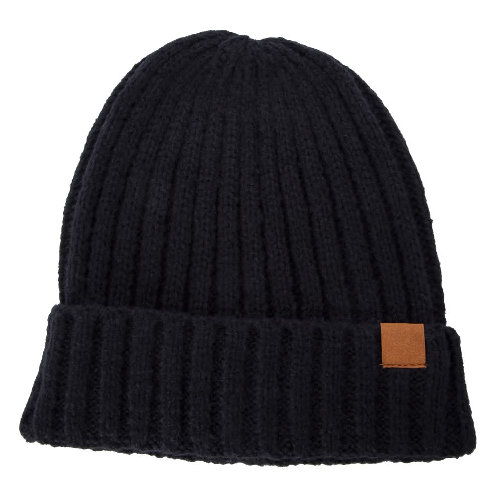 Rib Knit Beanie Hat Black