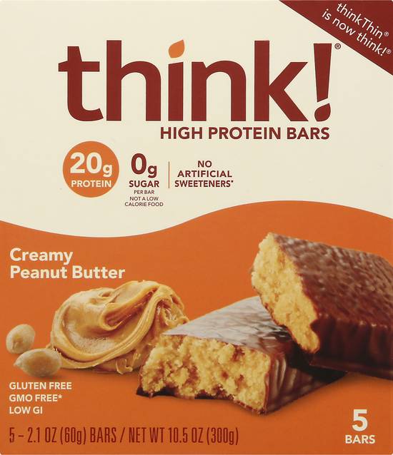 Think! Creamy Peanut Butter High Protein Bar (5 x 2 oz)