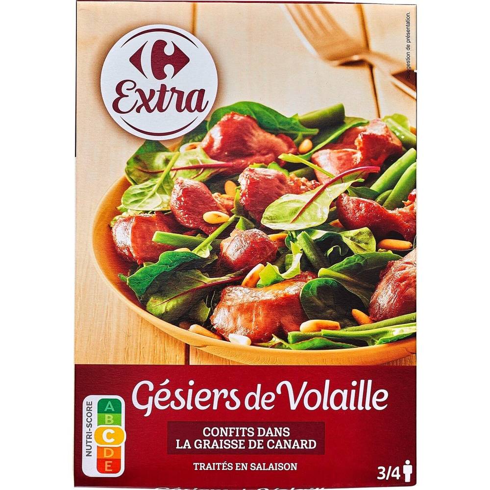 Gésiers de volaille cuisinés en confit CARREFOUR - la boite de 300g