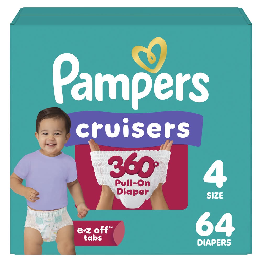 Pampers Cruisers 360° Gap-Free Fit Diapers, 4 (64 ct)