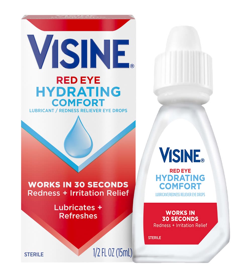 Visine Hydrating Comfort Lubricant Redness Reliever Eye Drops (0.5 fl oz)