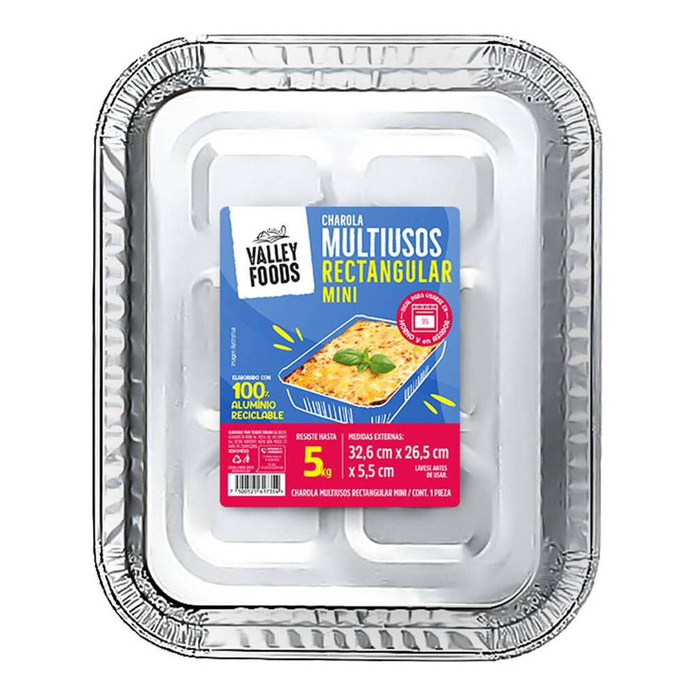 Valley Foods · Mini charola de aluminio rectangular