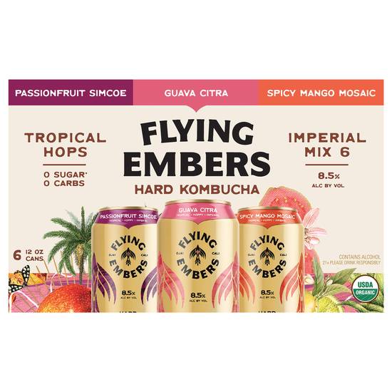 Flying Embers Tropical Hops Assorted Mix Hard Kombucha Cans (6 ct , 12 oz)