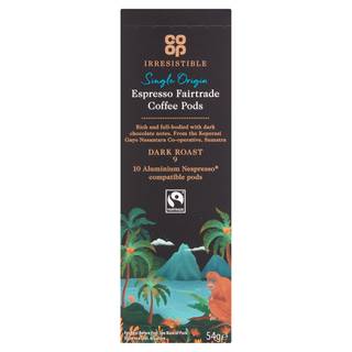 Co-op Irresistible Single Origin Espresso Fairtrade Coffee Pods 54g