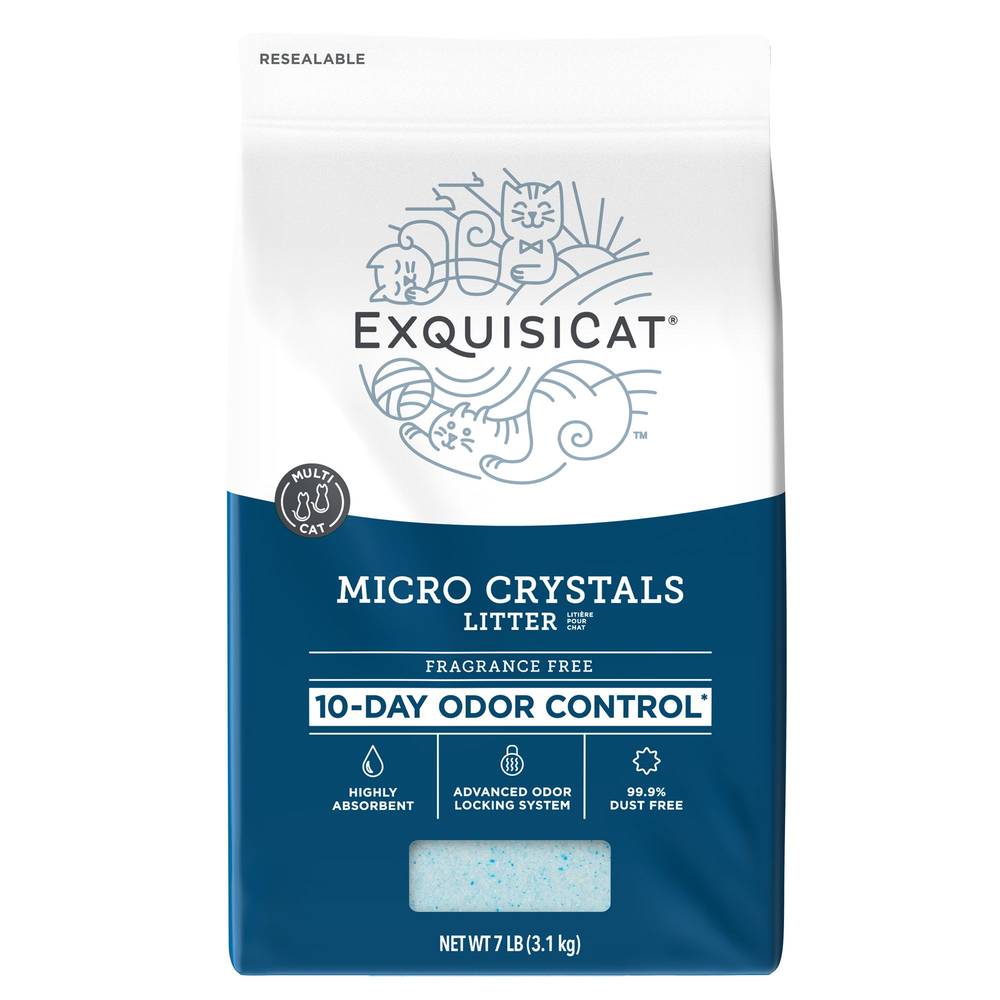 ExquisiCat Micro Crystals Multi-Cat Silica Cat Litter - Unscented, Low Dust (Size: 7 Lb)