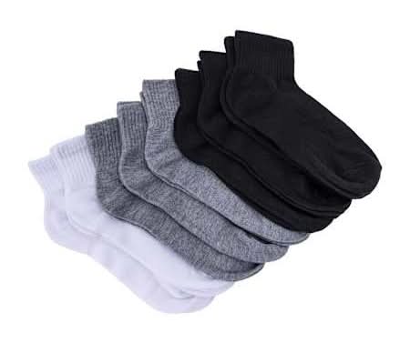 Juniors No Shows Everyday Socks 8-Pack Black/White/Gray