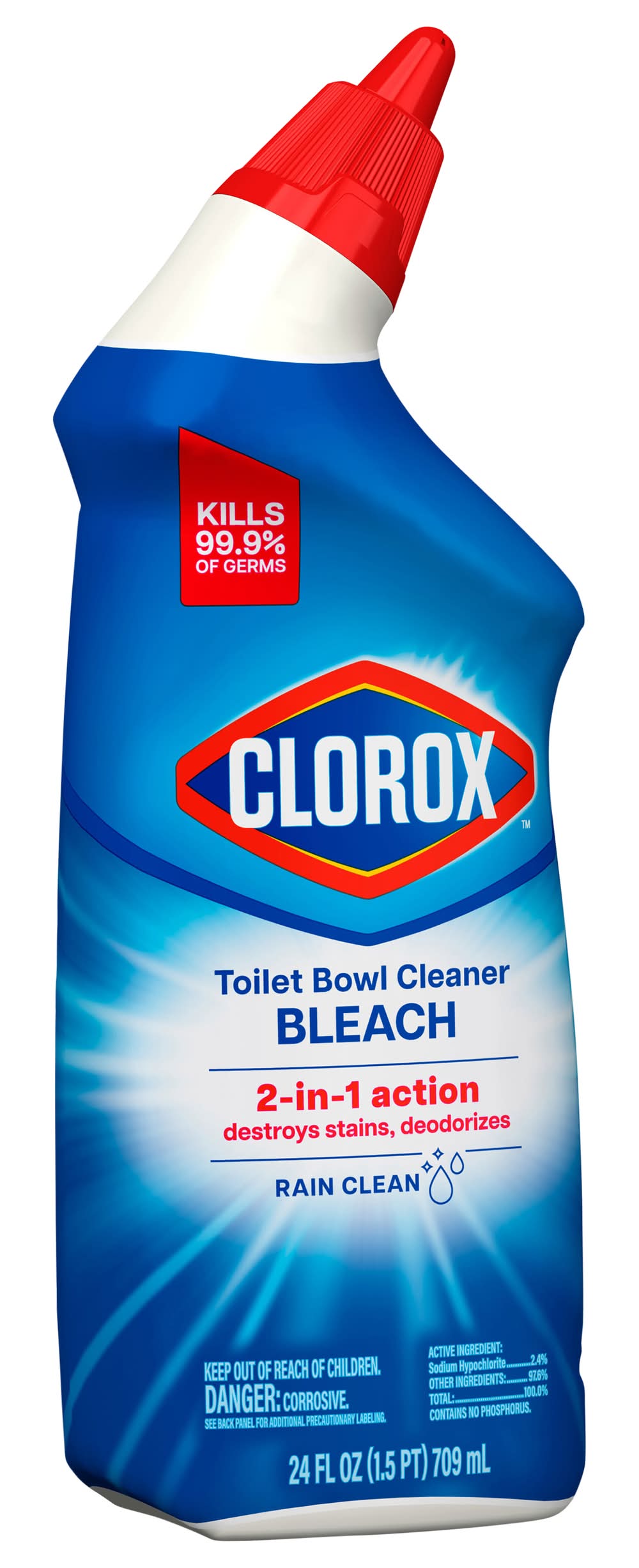 Clorox Toilet Bowl Cleaner Bleach, Rain Clean (24 fl oz)
