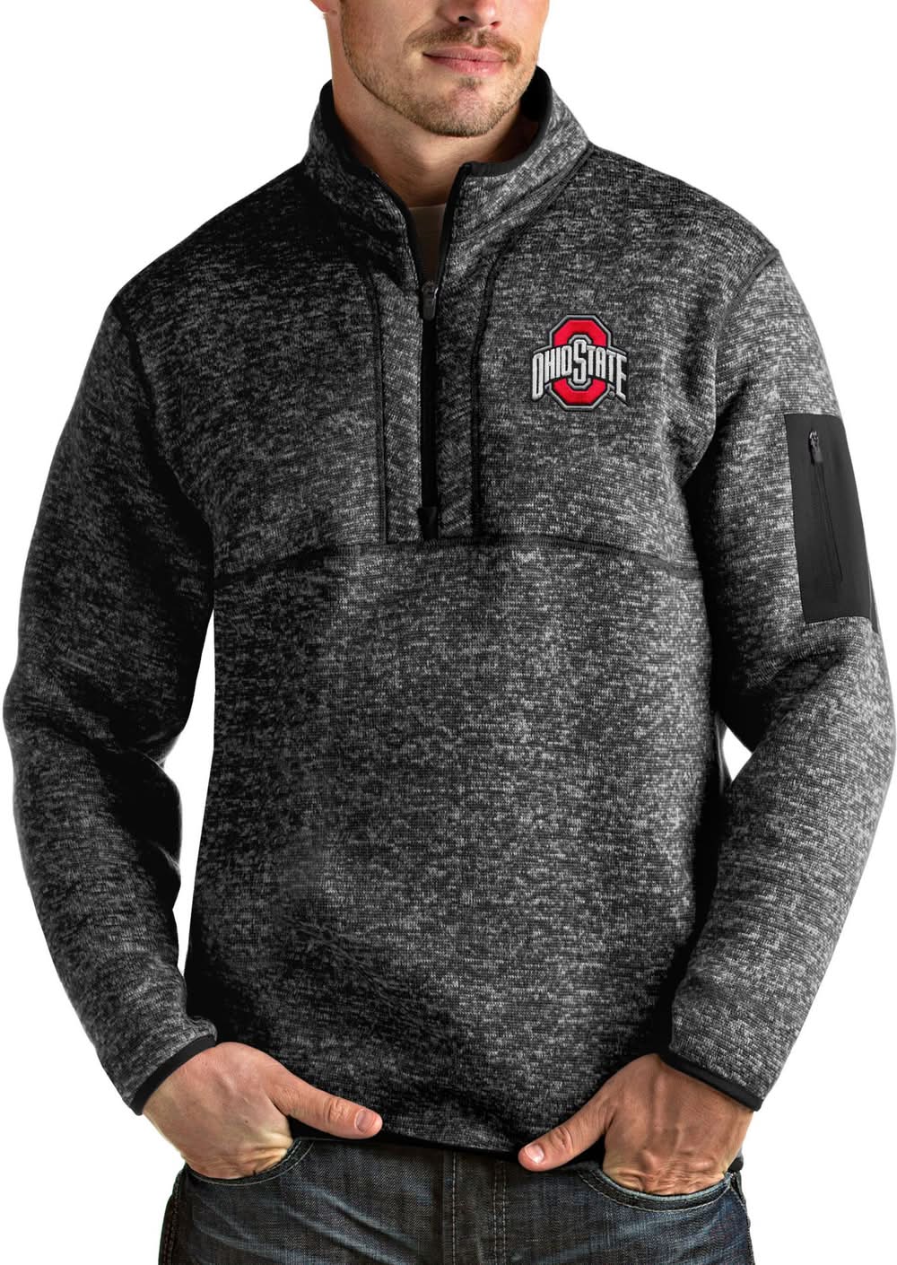Antigua Men's Ohio State Buckeyes Black Fortune Quarter-Zip